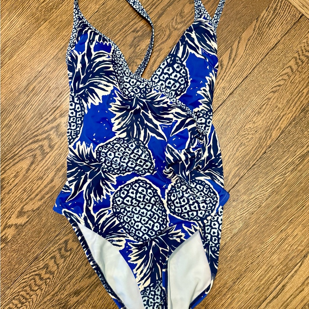 Boden Blue and White Floral One Piece Swimsuit Size 6